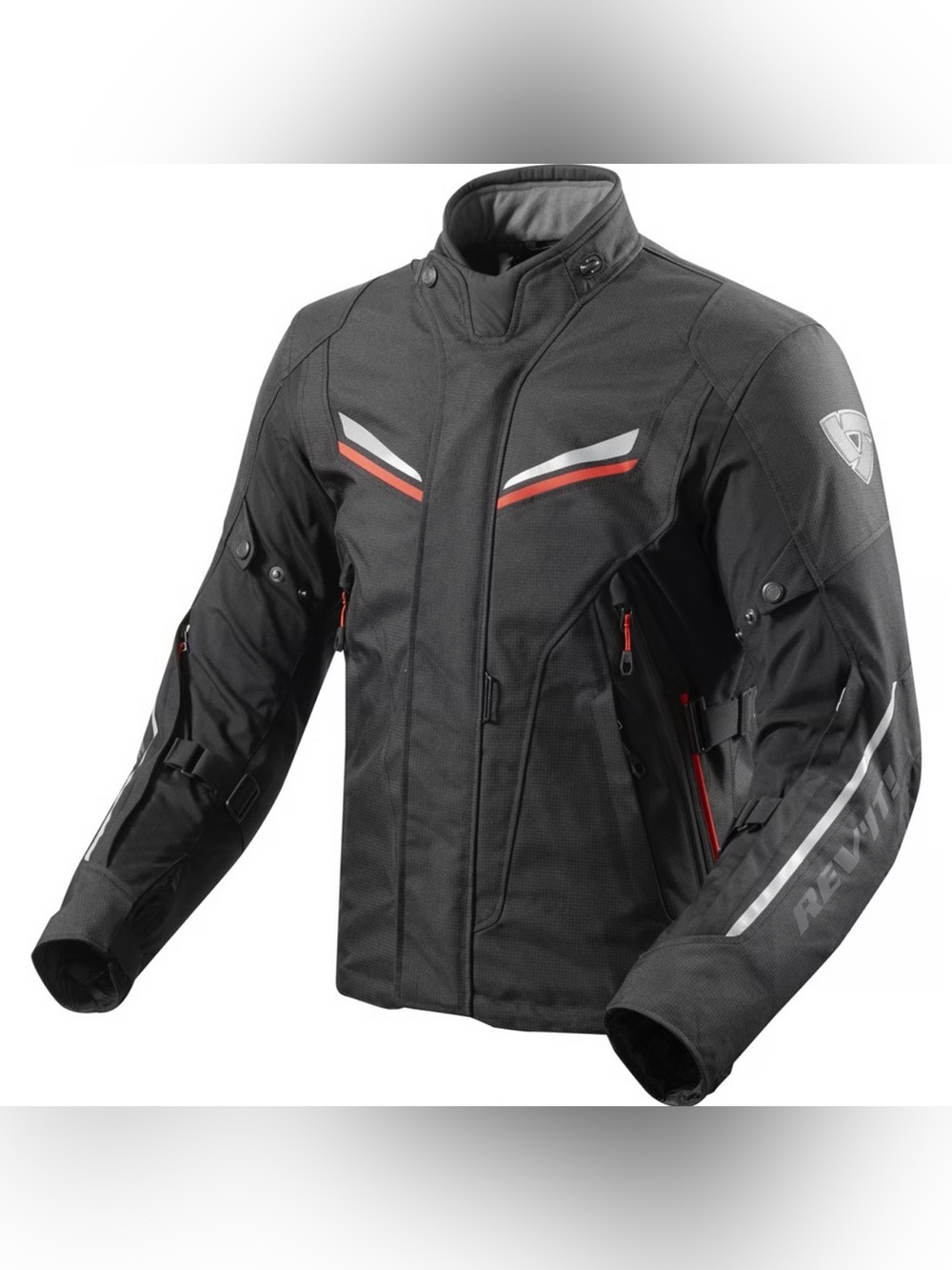 Men's Black Performance Riding Jacket with Red & White Accents